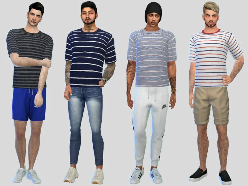 Men’S Stripes Tees By Mclaynesims 1 Men’S Stripes Tees By Mclaynesims Sims 4 CC