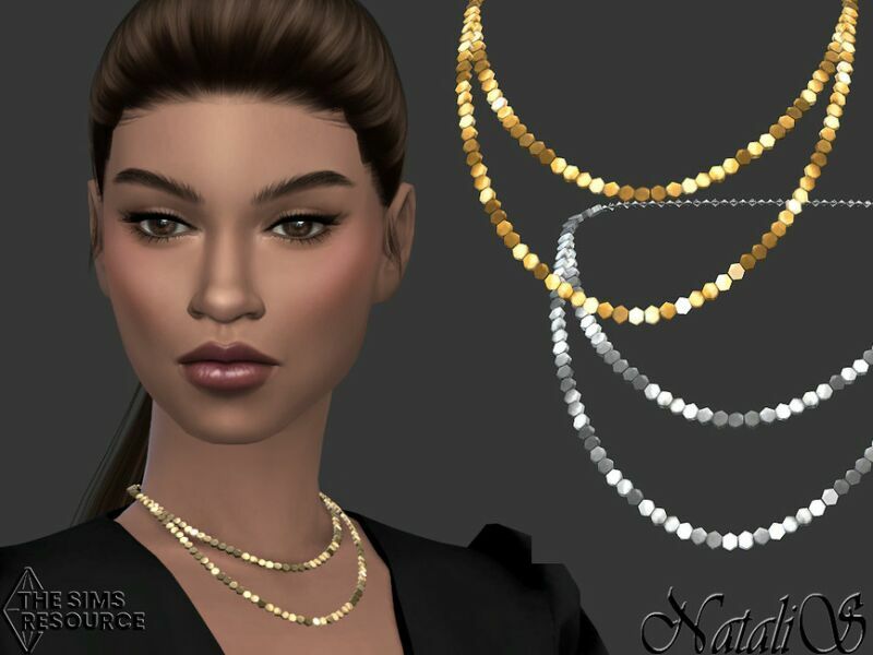 Metal Sequin Double Necklace By Natalis 1 Metal Sequin Double Necklace By Natalis Sims 4 CC