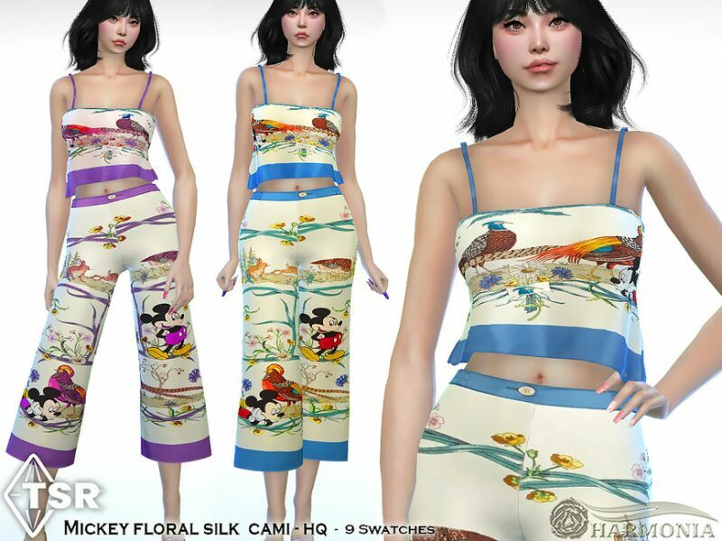Mickey Floral Silk Cami By Harmonia 2 sims 4 cc mickey floral silk cami by harmonia 2