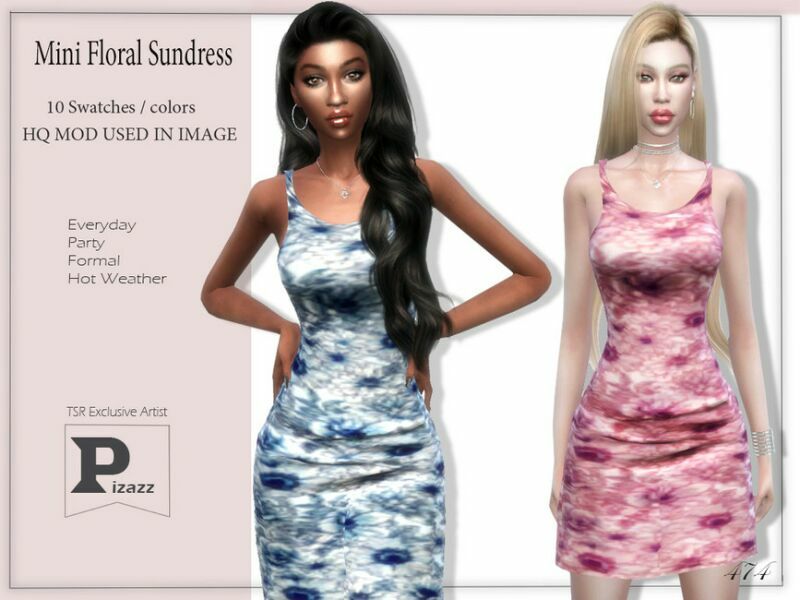 Mini Floral Dress By Pizazz 1 Mini Floral Dress By Pizazz Sims 4 CC