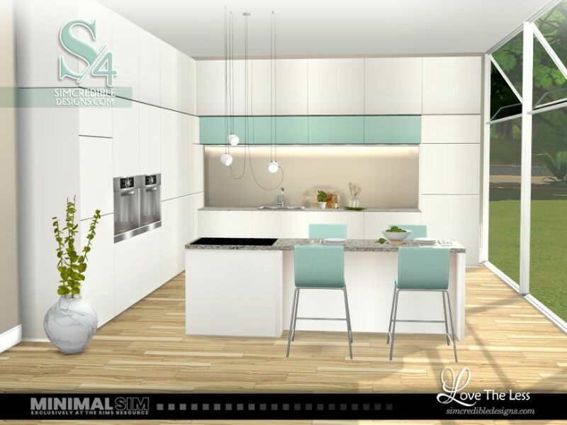 Minimalsim Love The Less Kitchen By Simcredible! 2 sims 4 cc minimalsim love the less kitchen by simcredible 7