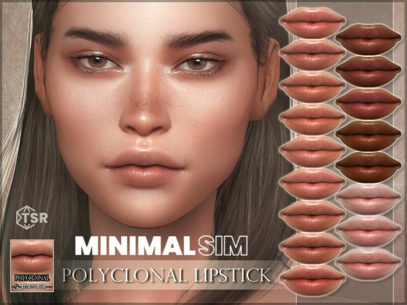 Minimalsim – Polyclonal Lipstick By Remussirion 1 Minimalsim – Polyclonal Lipstick By Remussirion Sims 4 CC