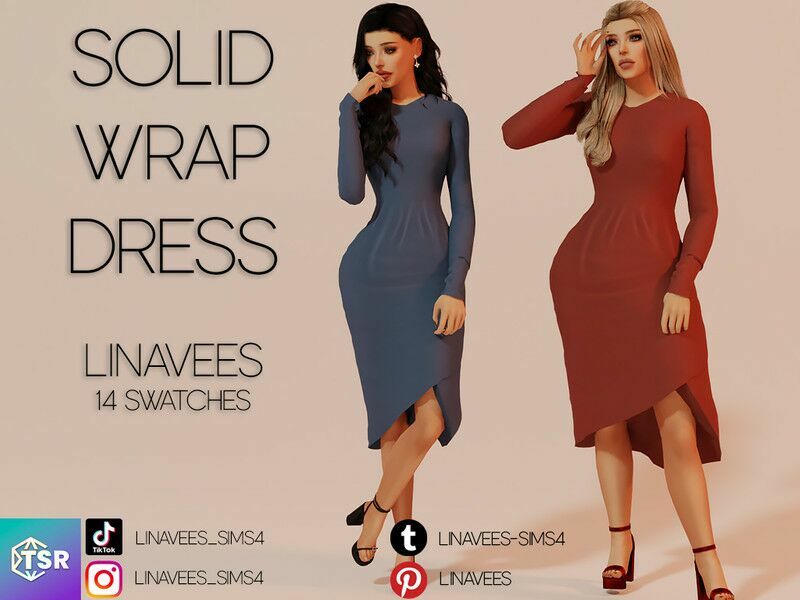 Misha – Wrap Dress By Linavees 1 Misha – Wrap Dress By Linavees Sims 4 CC