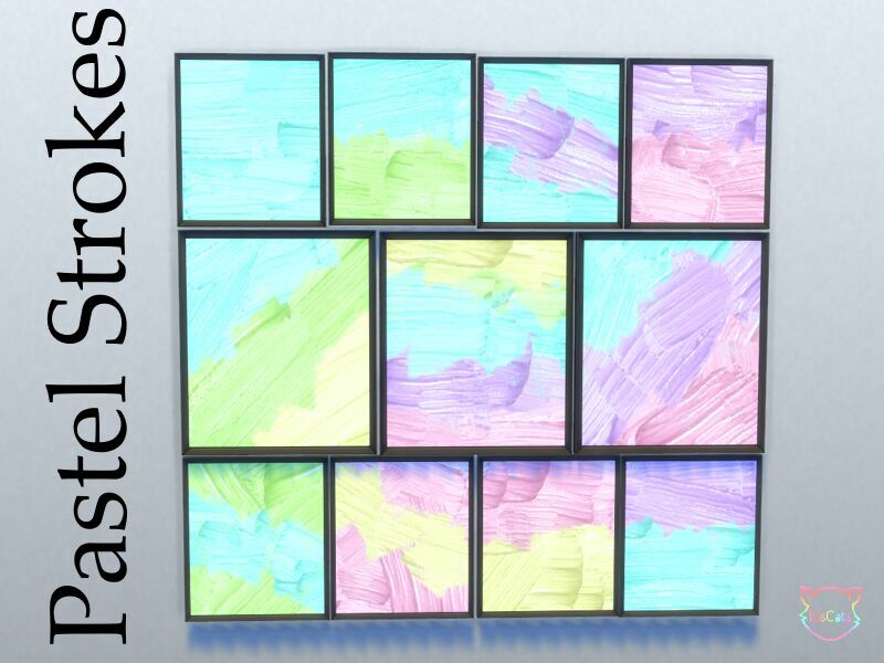 Modern Paintings – Pastel Strokes By Itiscats 1 Modern Paintings – Pastel Strokes By Itiscats Sims 4 CC