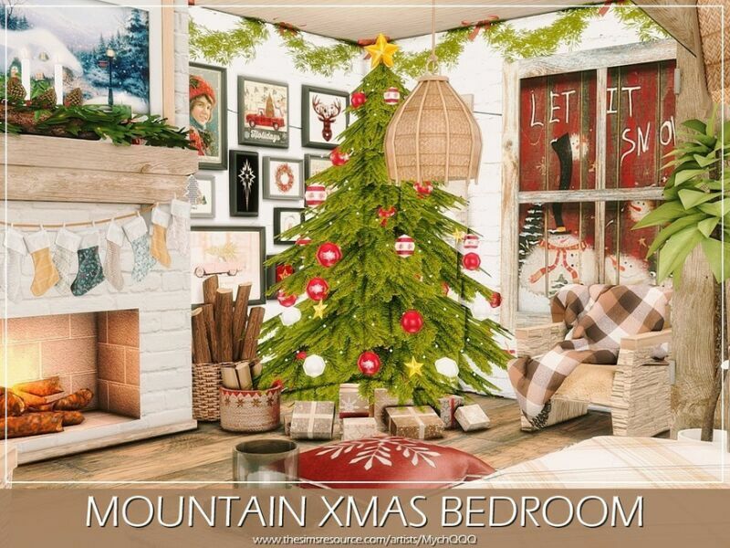 Mountain Xmas Bedroom By Mychqqq 7 sims 4 cc mountain xmas bedroom by mychqqq 3