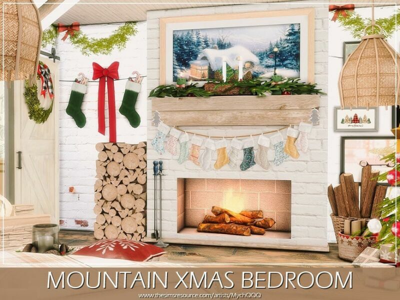 Mountain Xmas Bedroom By Mychqqq 5 sims 4 cc mountain xmas bedroom by mychqqq 4