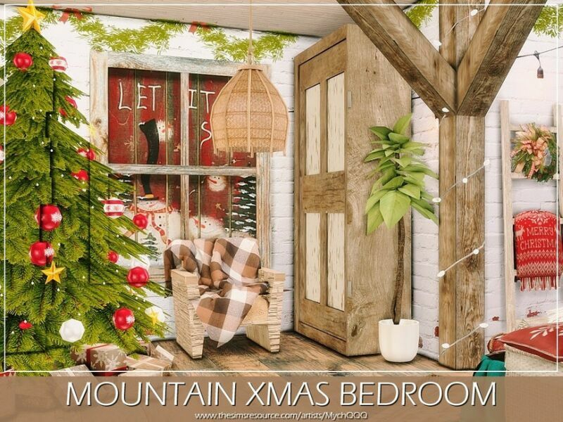 Mountain Xmas Bedroom By Mychqqq 4 sims 4 cc mountain xmas bedroom by mychqqq 5