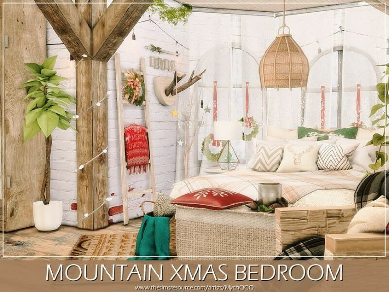 Mountain Xmas Bedroom By Mychqqq 3 sims 4 cc mountain xmas bedroom by mychqqq 6