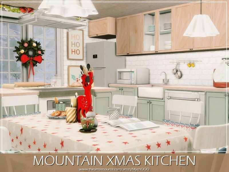 Mountain Xmas Kitchen By Mychqqq 7 sims 4 cc mountain xmas kitchen by mychqqq 2