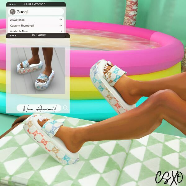 Multicolor GG Slide Sandals 3 sims 4 cc multicolor gg slide sandals 2