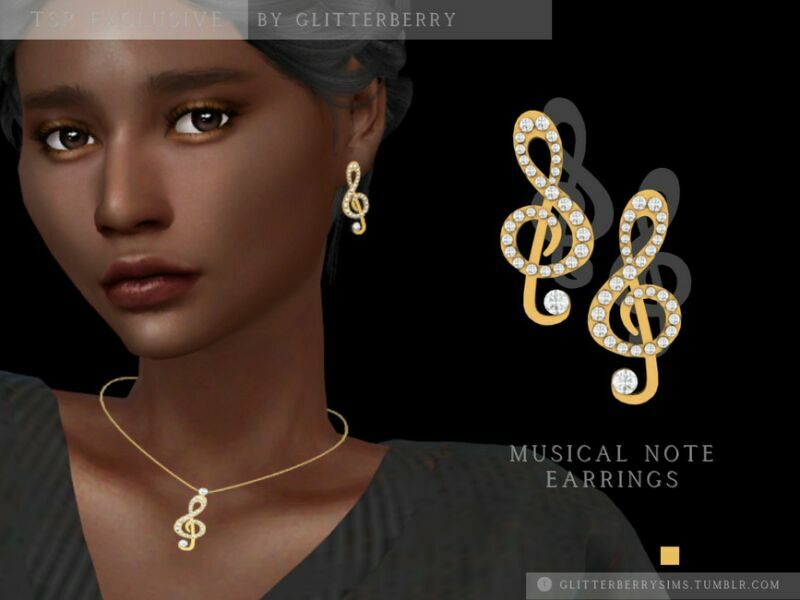 Musical Note Earrings By Glitterberryfly 1 Musical Note Earrings By Glitterberryfly Sims 4 CC
