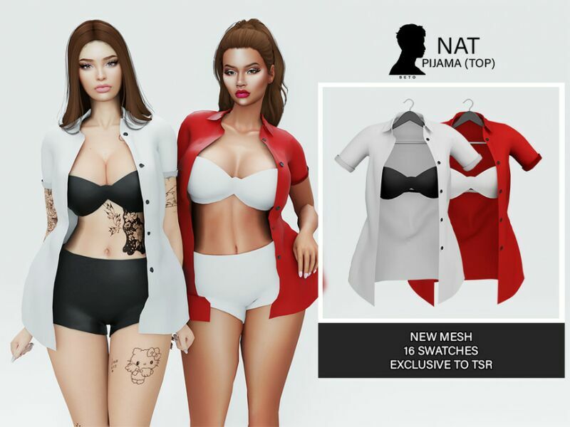 NAT (Pijama – TOP) 1 NAT (Pijama – TOP) Sims 4 CC