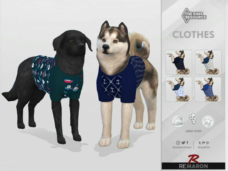 Navy Shirt 01 For Large Dogs By Remaron 1 Navy Shirt 01 For Large Dogs By Remaron Sims 4 CC