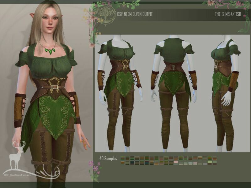 Neem Elven Outfit By Dansimsfantasy 3 sims 4 cc neem elven outfit by dansimsfantasy 2