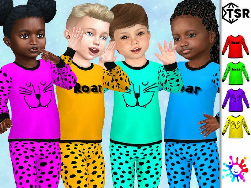Neon Cheetah Pajamas TOP By Pelineldis 1 Neon Cheetah Pajamas TOP By Pelineldis Sims 4 CC