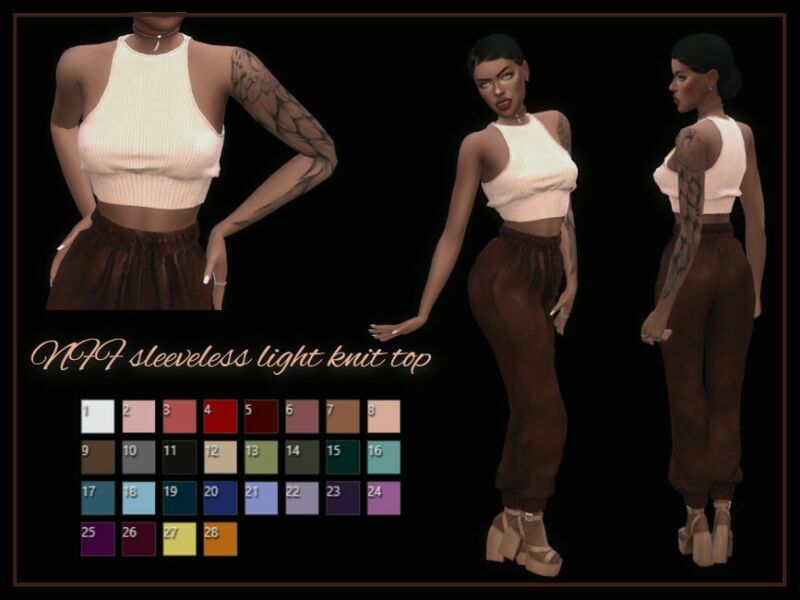 NFF Sleeveless Light Knit TOP By Nadiafabulousflow 1 NFF Sleeveless Light Knit TOP By Nadiafabulousflow Sims 4 CC