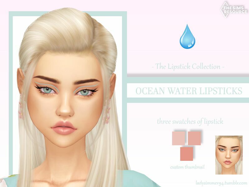 Ocean Water Lipsticks By Ladysimmer94 1 Ocean Water Lipsticks By Ladysimmer94 Sims 4 CC
