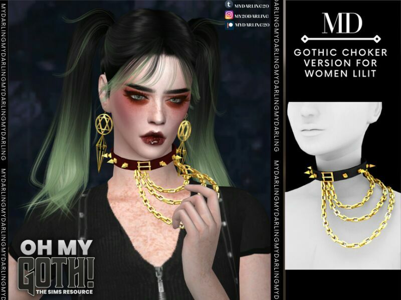 OH MY Goth Choker Version For Women Lilit By Mydarling20 1 OH MY Goth Choker Version For Women Lilit By Mydarling20 Sims 4 CC