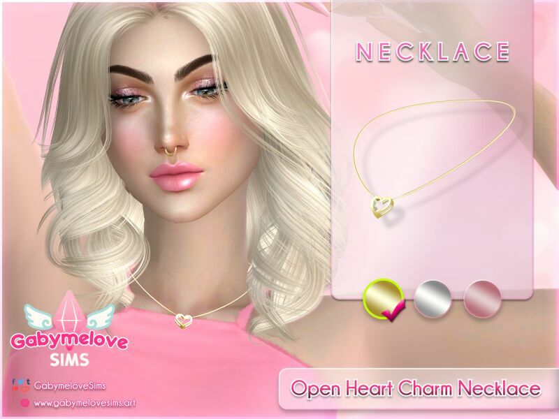 Open Heart Charm Necklace 1 Open Heart Charm Necklace Sims 4 CC