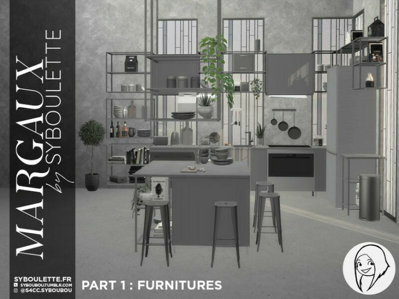Patreon Early Release – Margaux Kitchen – Part 1: Furnitures By Syboubou 1 Patreon Early Release – Margaux Kitchen – Part 1: Furnitures By Syboubou Sims 4 CC