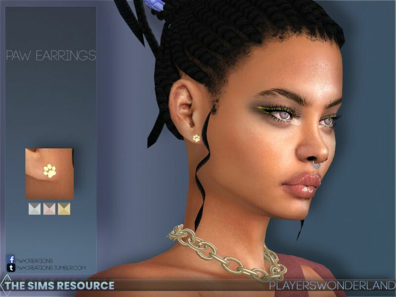 PAW Earrings By Playerswonderland 1 PAW Earrings By Playerswonderland Sims 4 CC