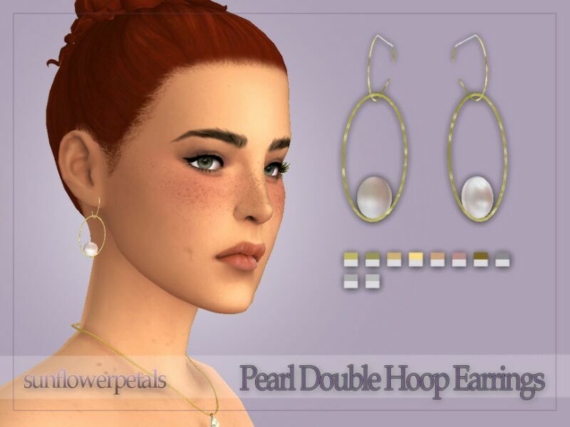 Pearl Double Hoop Earrings By Sunflowerpetalscc 1 Pearl Double Hoop Earrings By Sunflowerpetalscc Sims 4 CC