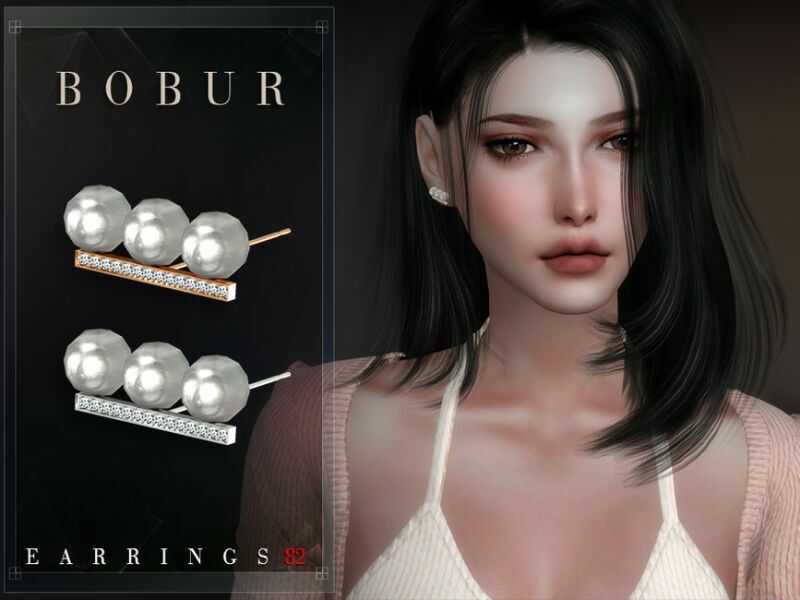 Pearl Earrings With Diamonds By Bobur3 Sims 4 CC