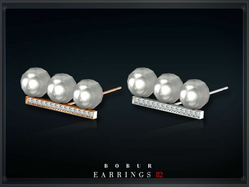 sims 4 cc pearl earrings with diamonds by bobur3 2