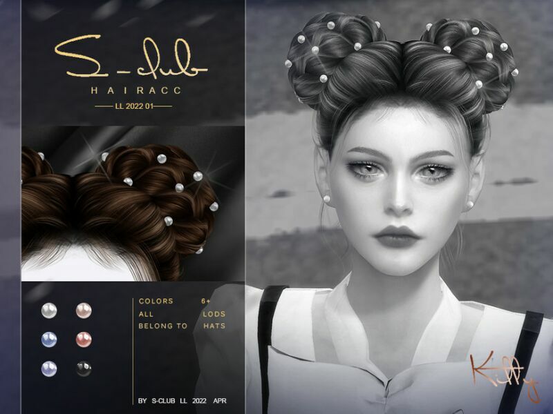 Pearl Hair ACC (Kitty) By S-Club 1 Pearl Hair ACC (Kitty) By S-Club Sims 4 CC