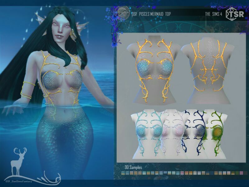 Pisces Mermaid TOP By Dansimsfantasy 1 Pisces Mermaid TOP By Dansimsfantasy Sims 4 CC
