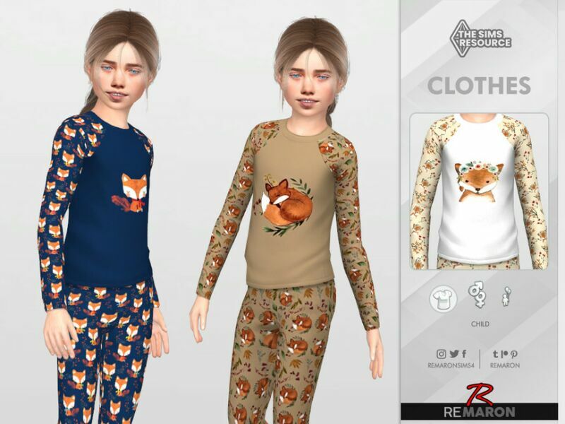 PJ FOX Shirt 02 For Child By Remaron 1 PJ FOX Shirt 02 For Child By Remaron Sims 4 CC