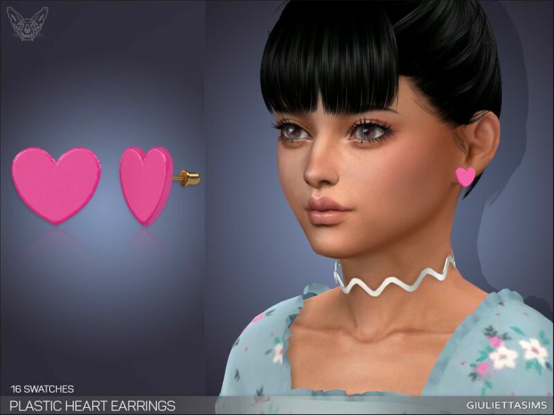 Plastic Hearts Earrings For Kids By Feyona 1 Plastic Hearts Earrings For Kids By Feyona Sims 4 CC