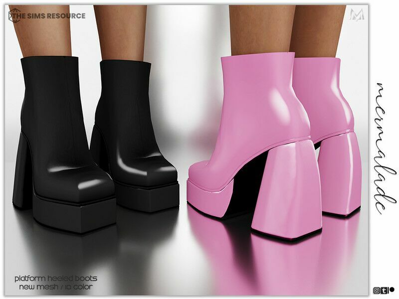 Platform Heeled Boots S45 By Mermaladesimtr 1 Platform Heeled Boots S45 By Mermaladesimtr Sims 4 CC