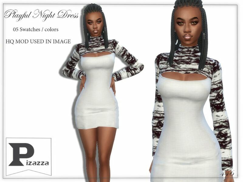 Playful Night Dress By Pizazz 1 Playful Night Dress By Pizazz Sims 4 CC