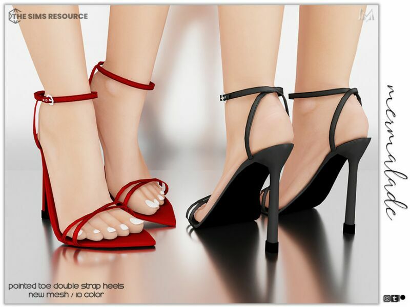 Pointed TOE Double Strap Heels S47 By Mermaladesimtr 1 Pointed TOE Double Strap Heels S47 By Mermaladesimtr Sims 4 CC