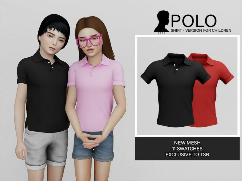 Polo (Shirt – Version For Children ) 1 Polo (Shirt – Version For Children ) Sims 4 CC