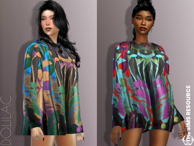 Printed Mini Dress DO634 1 Printed Mini Dress DO634 Sims 4 CC