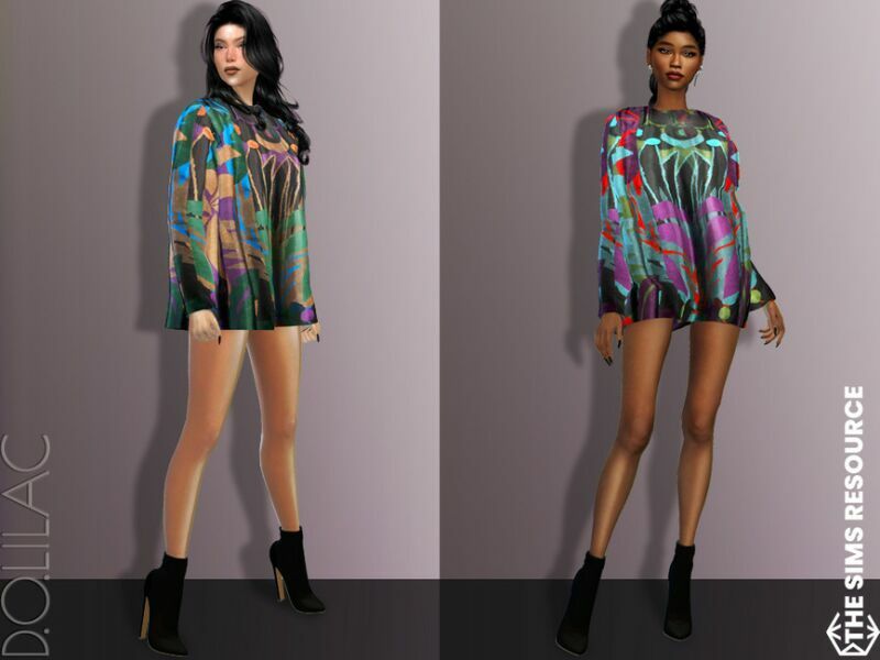 Printed Mini Dress DO634 2 sims 4 cc printed mini dress do634 2