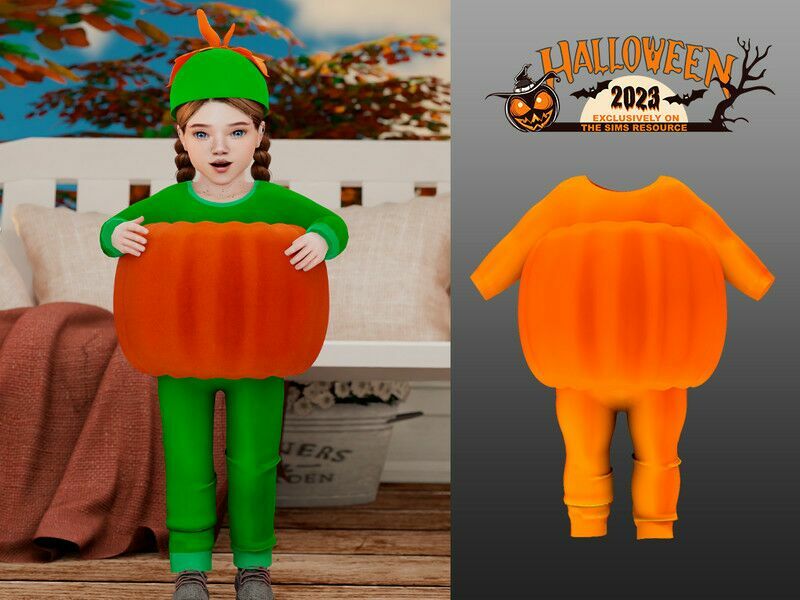 Pumpkin Costumet (Toddlers) By Couquett 1 Pumpkin Costumet (Toddlers) By Couquett Sims 4 CC