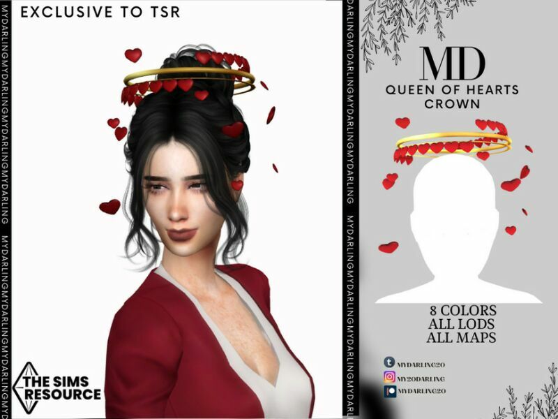 Queen Of Hearts Crown Adult By Mydarling20 1 Queen Of Hearts Crown Adult By Mydarling20 Sims 4 CC