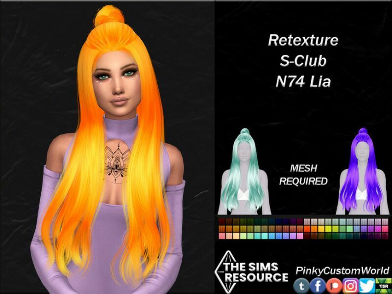 Retexture Of N74 LIA Hair By S-Club By Pinkycustomworld 1 Retexture Of N74 LIA Hair By S-Club By Pinkycustomworld Sims 4 CC