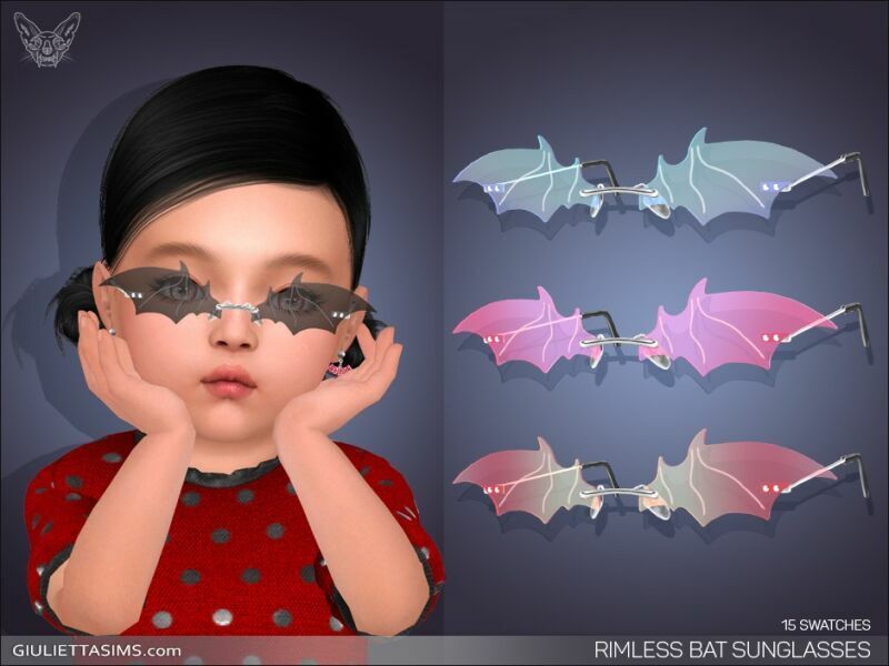 Rimless BAT Sunglasses For Toddlers By Giulietta 1 Rimless BAT Sunglasses For Toddlers By Giulietta Sims 4 CC