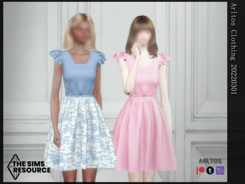 Ruffle Dress / 20220301 By Arltos 1 Ruffle Dress / 20220301 By Arltos Sims 4 CC