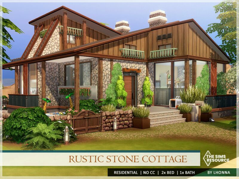 Rustic Stone Cottage /NO CC/ By Lhonna 1 Rustic Stone Cottage /NO CC/ By Lhonna Sims 4 CC