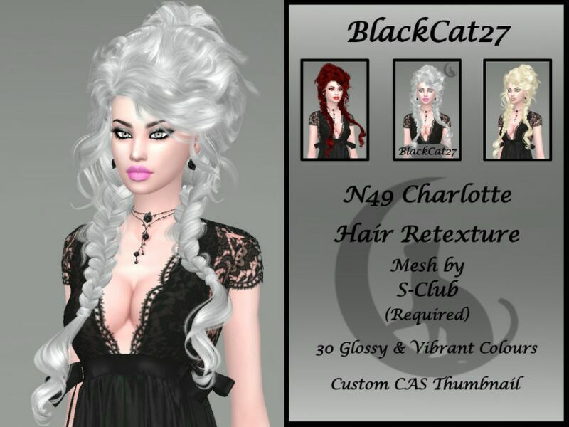 S-Club N49 Charlotte Hair Retexture (Mesh Needed) By Blackcat27 1 S-Club N49 Charlotte Hair Retexture (Mesh Needed) By Blackcat27 Sims 4 CC