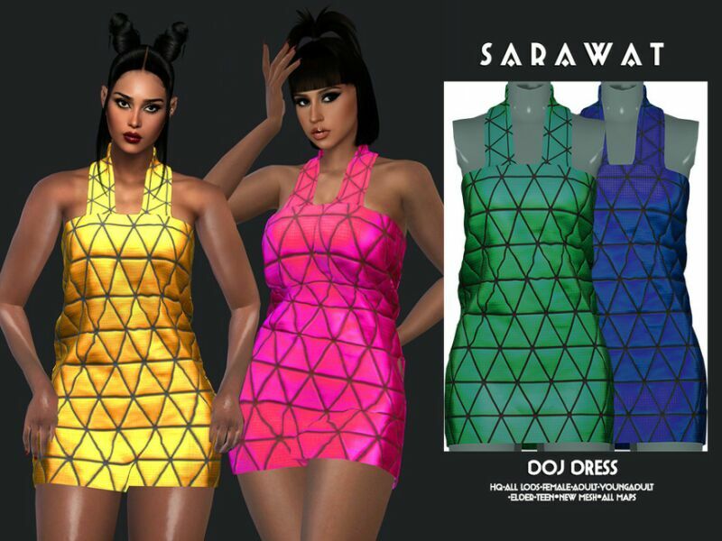 Sarawat_Doj Dress By Sarawat 1 Sarawat_Doj Dress By Sarawat Sims 4 CC