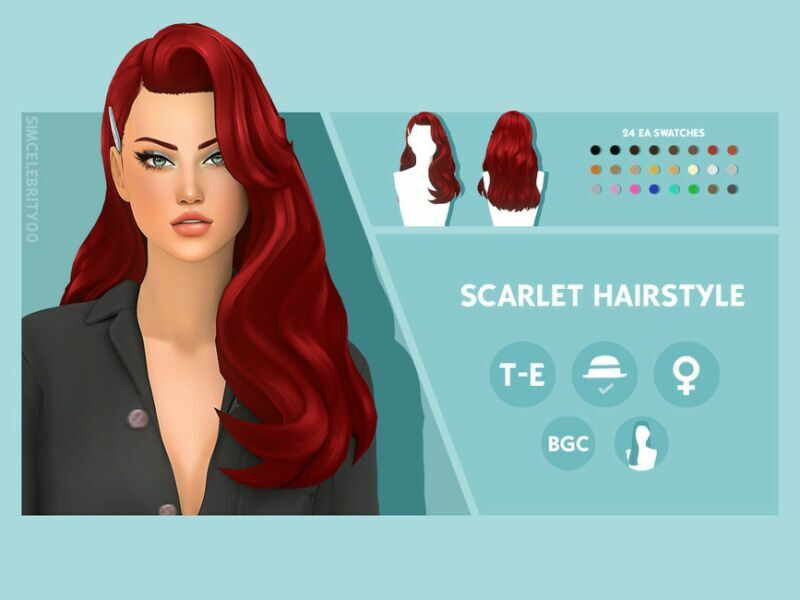 Scarlet Hairstyle By Simcelebrity00 1 Scarlet Hairstyle By Simcelebrity00 Sims 4 CC