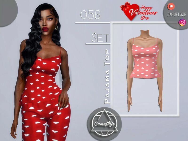 SET 056 – Pajama TOP (Valentines DAY) By Camuflaje 1 SET 056 – Pajama TOP (Valentines DAY) By Camuflaje Sims 4 CC