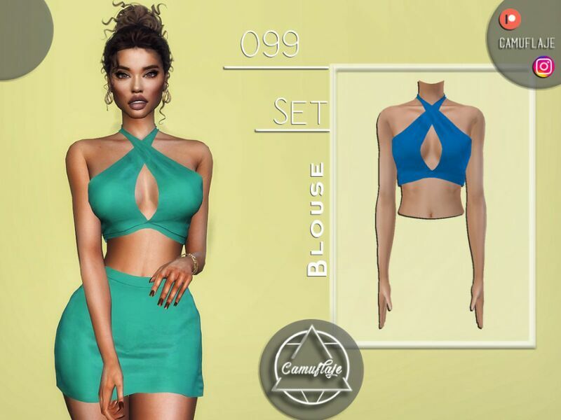 SET 099 – Blouse By Camuflaje 1 SET 099 – Blouse By Camuflaje Sims 4 CC