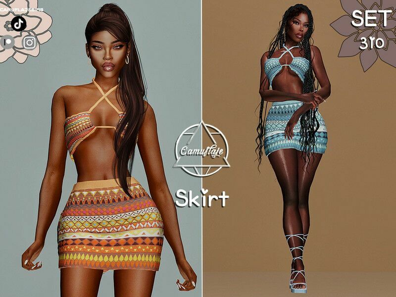 / SET 310 GEO Print Skirt 1 / SET 310 GEO Print Skirt Sims 4 CC